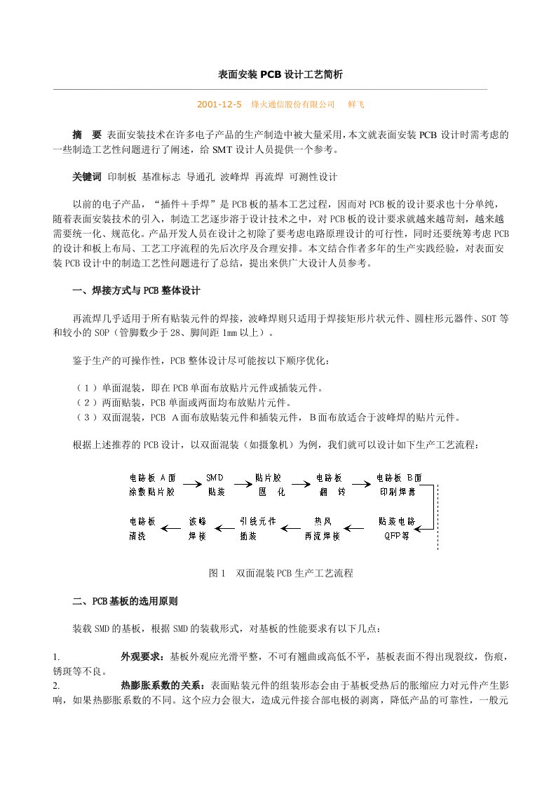 表面安装PCB设计工艺简析