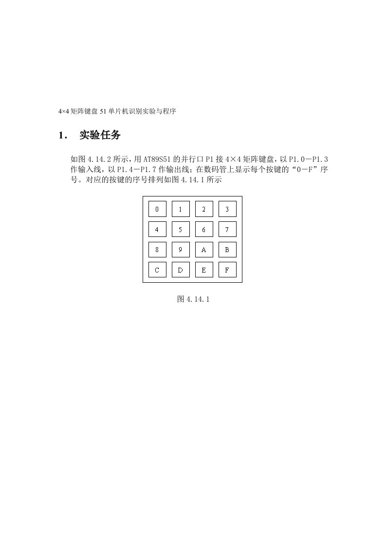 4×4矩阵键盘51单片机识别实验与程序