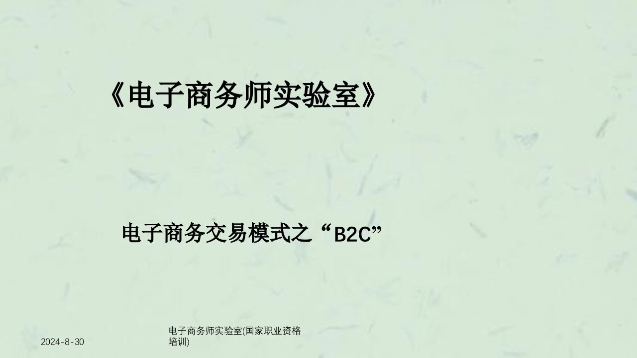 电子商务师实验室国家职业资格培训课件