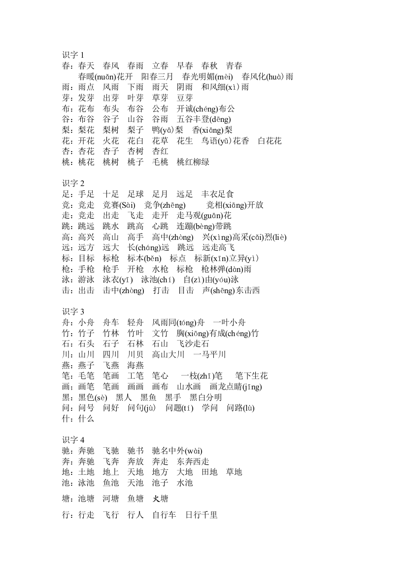 苏教版小学一年级语文下扩词21]