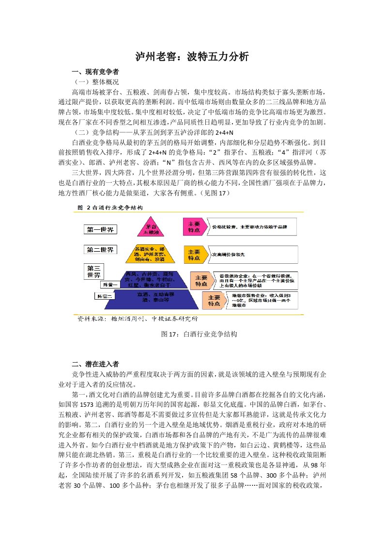 泸州老窖：波特五力