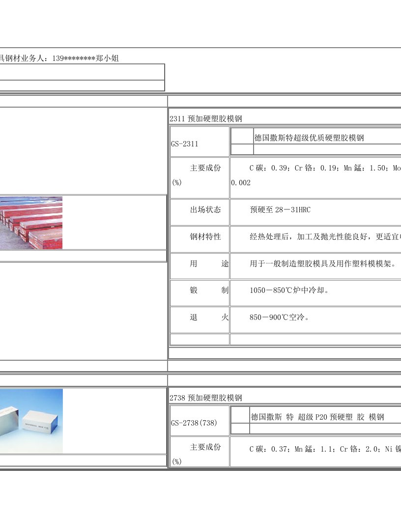 德国模具钢详细牌号