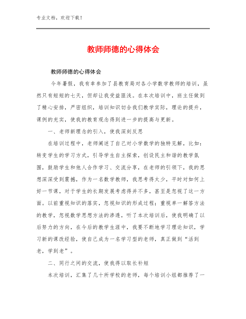 2023年教师师德的心得体会范文13篇