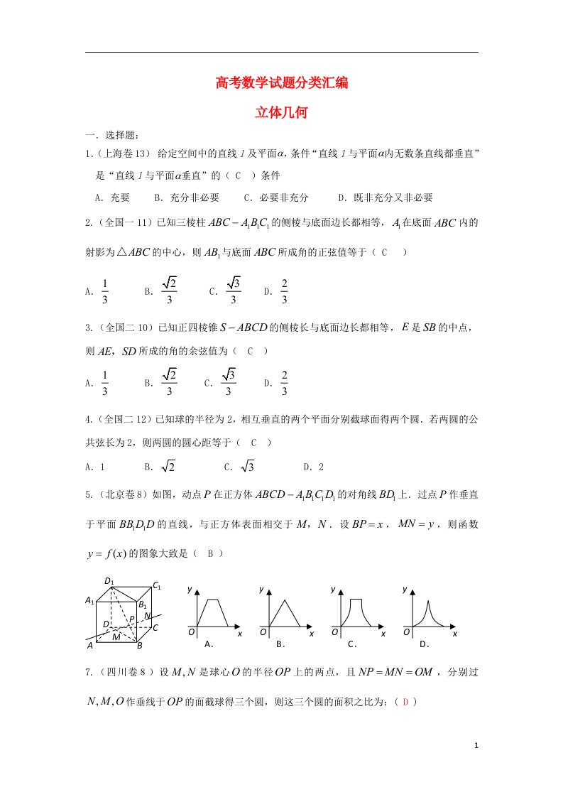 浙江省磐安县高考数学试题分类专题汇编