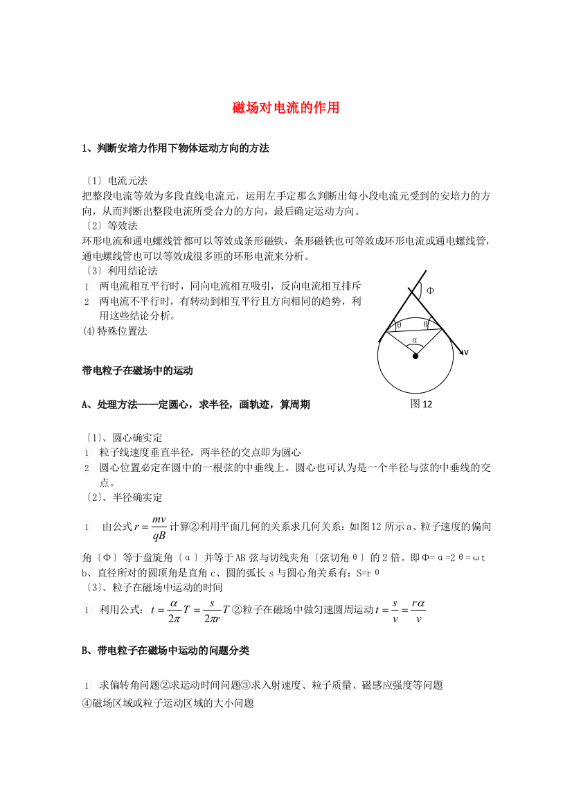 （高中物理）高考物理知识点释义磁场对电流的作用