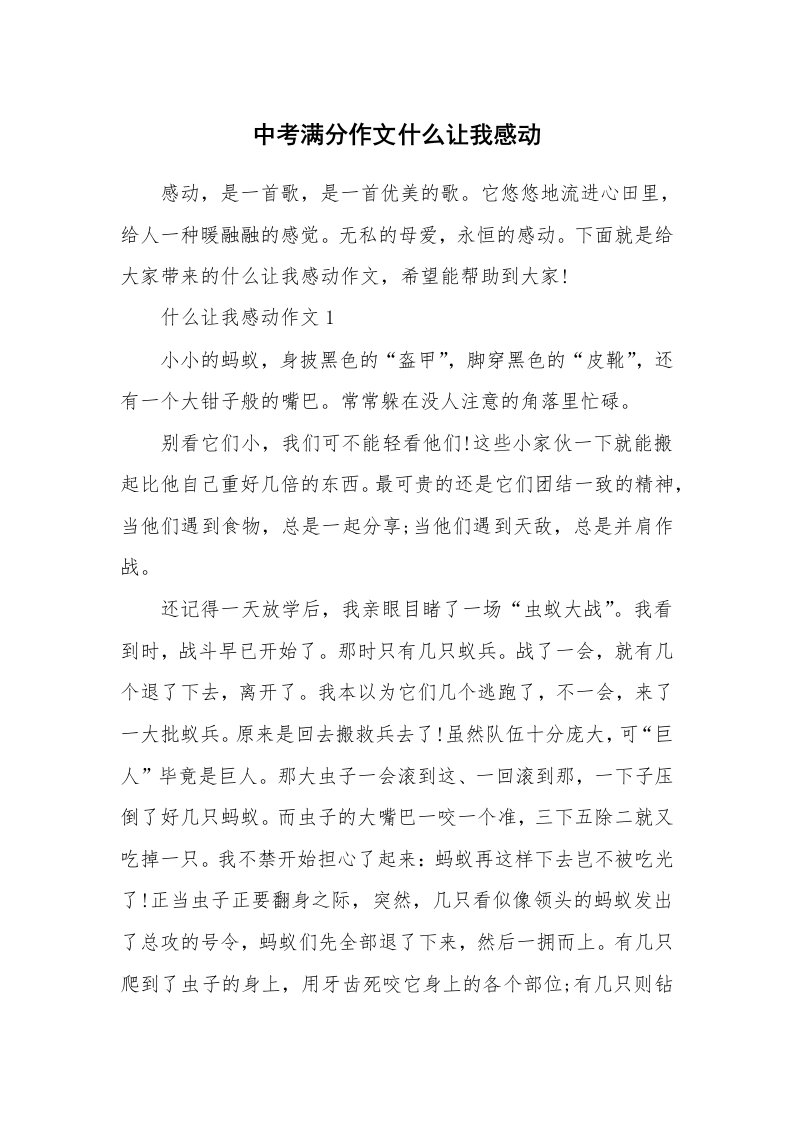 中考满分作文什么让我感动