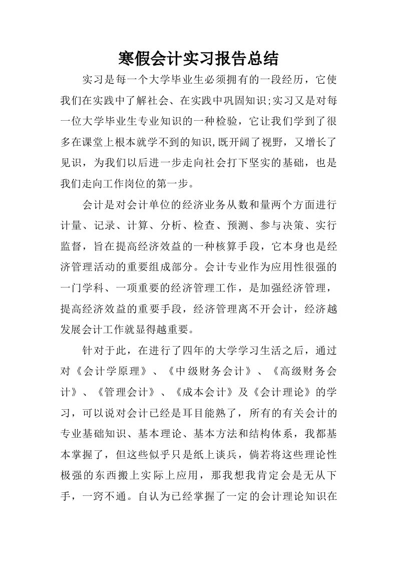 寒假会计实习报告总结.doc