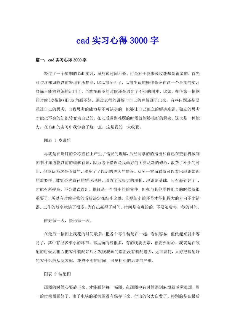 cad实习心得3000字