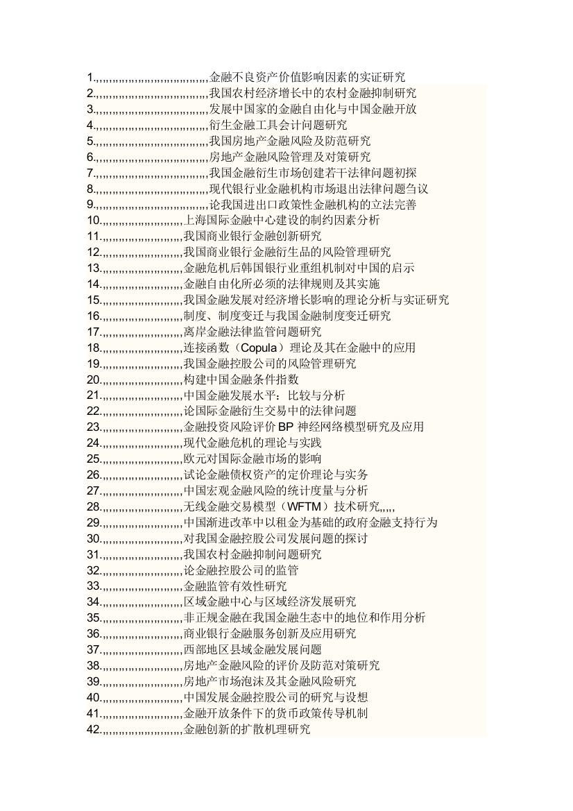 金融专业论文题目