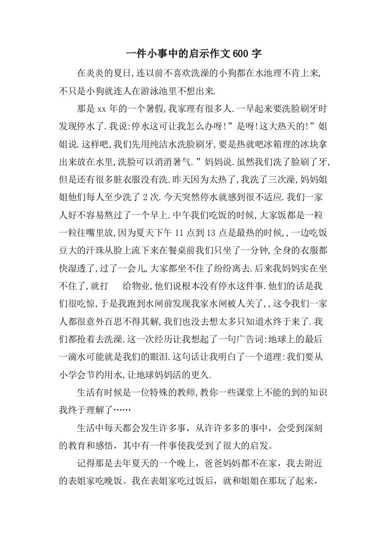 一件小事中的启示作文600字