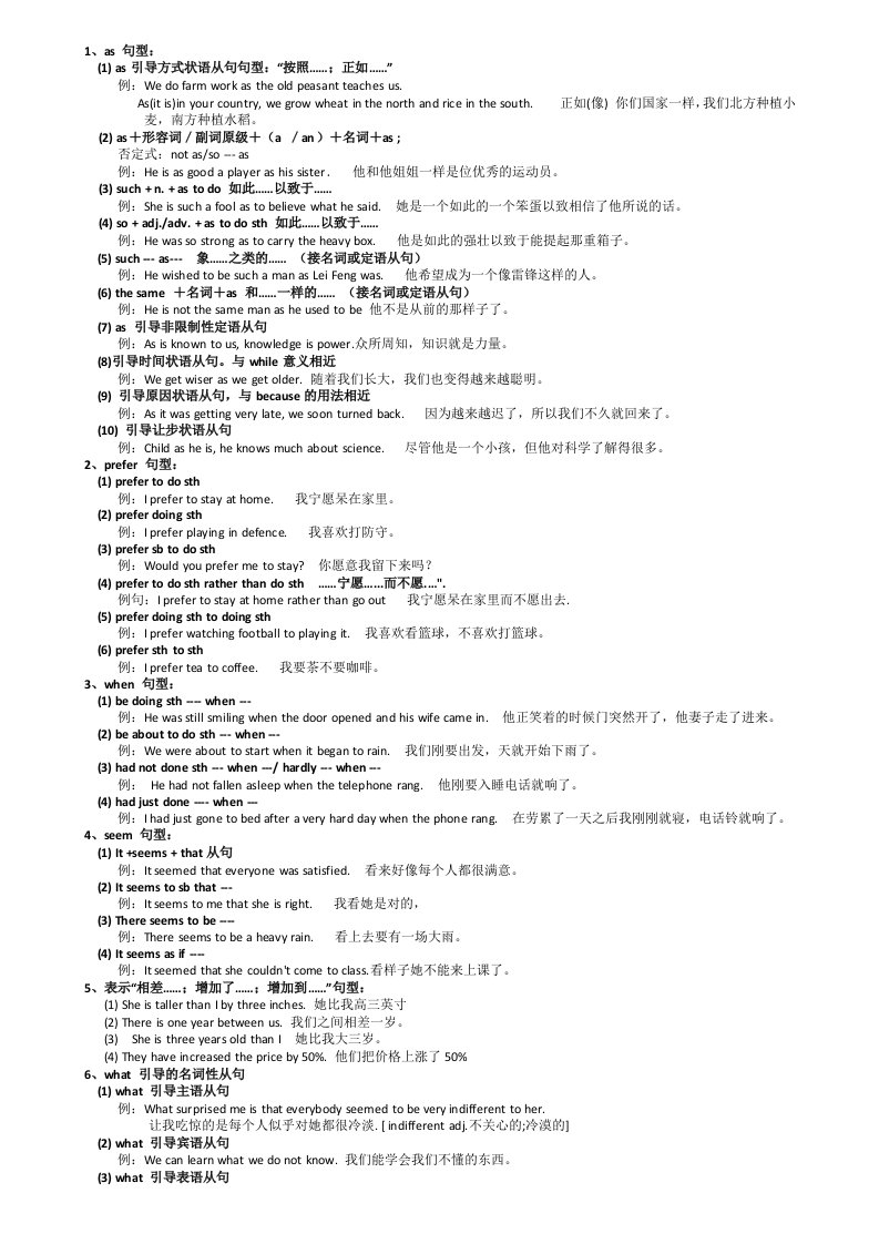 高考必备50个重语点法句型