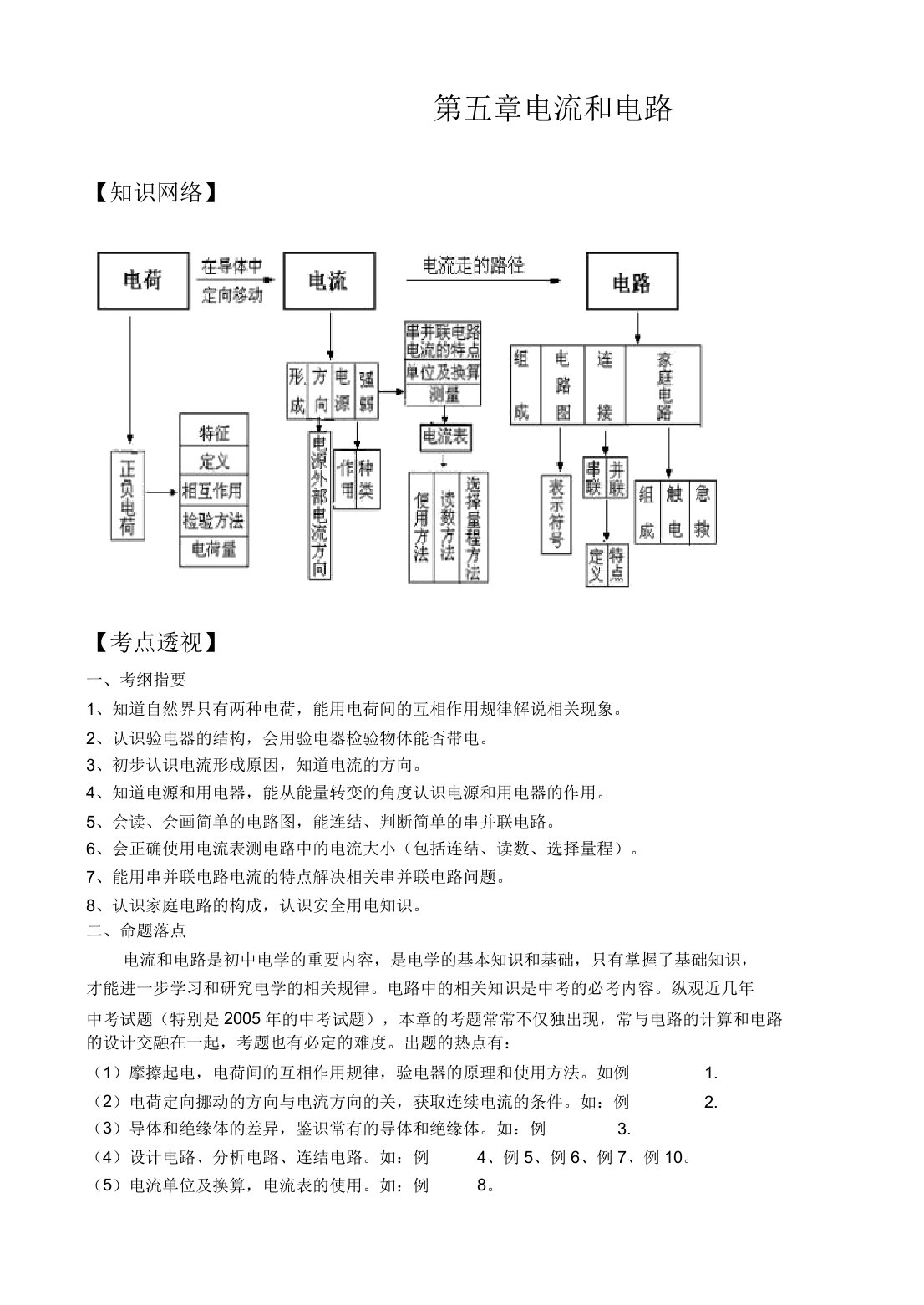 九年级物理电流和电路练习题