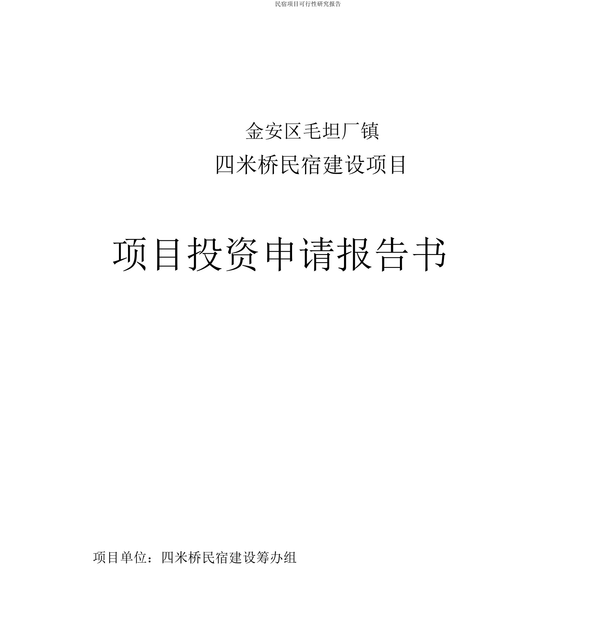 民宿项目可行性研究报告