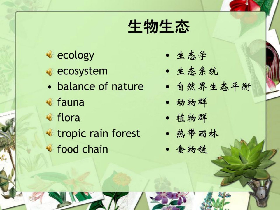 [精彩]托福听力分类词汇-生物生态