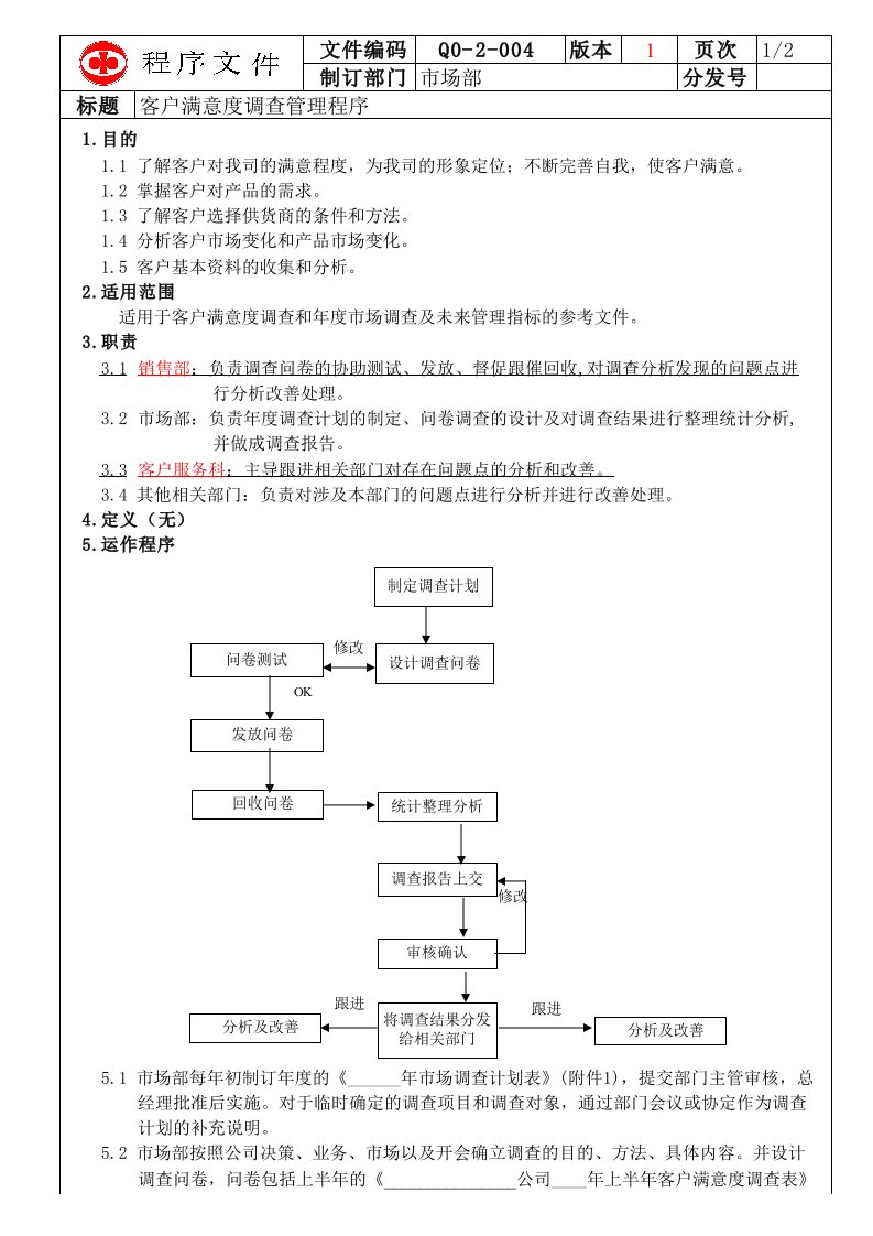 客户满意度调查管理程序