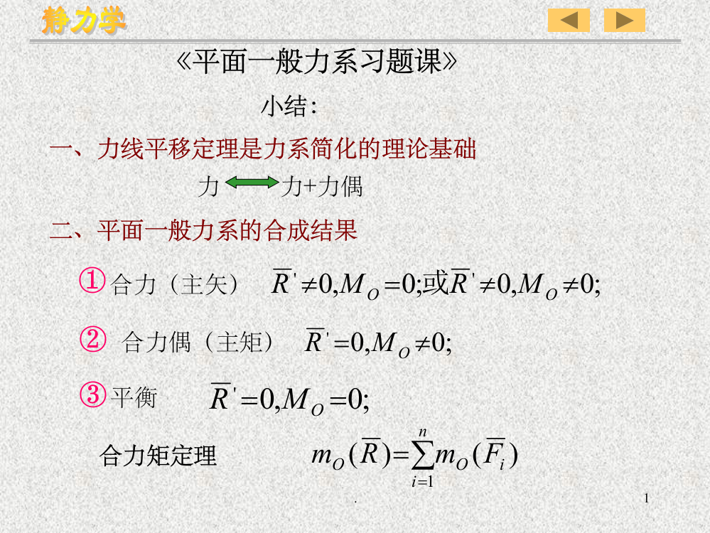 工程力学-刚体静力学习题课PPT课件