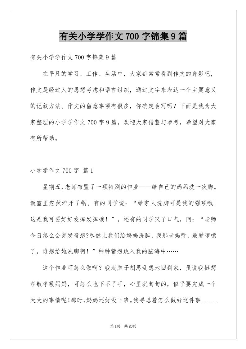 有关小学学作文700字锦集9篇