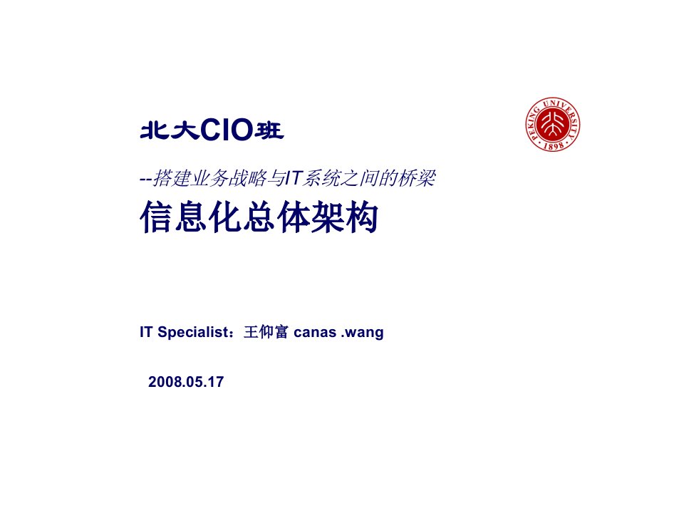 重点北大cio信息化总体架构王仰富