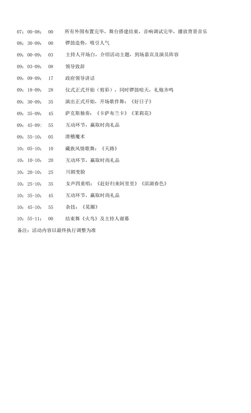 开业庆典文艺演出节目编排一