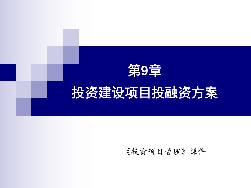 投资建设项目投融资方案