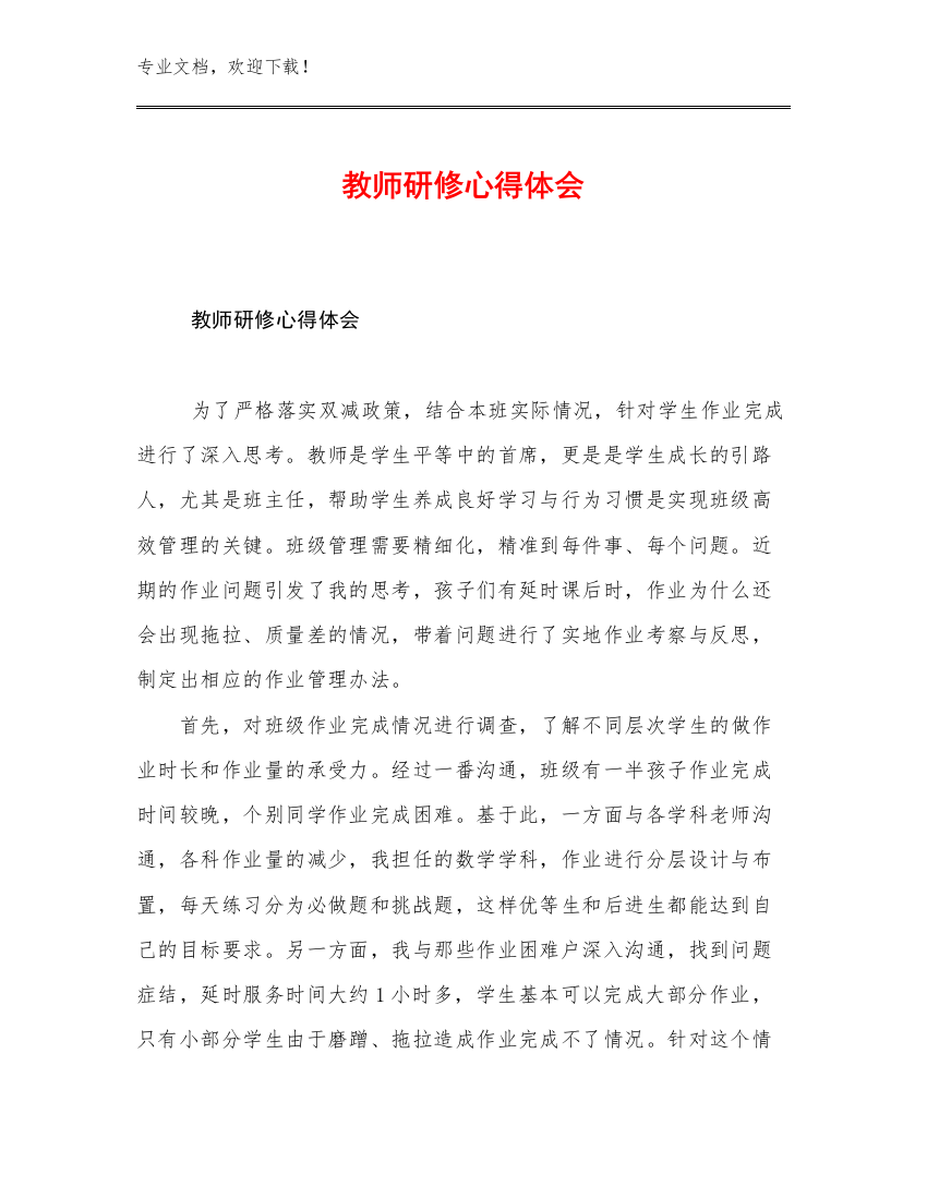 2023年教师研修心得体会优选例文19篇合集