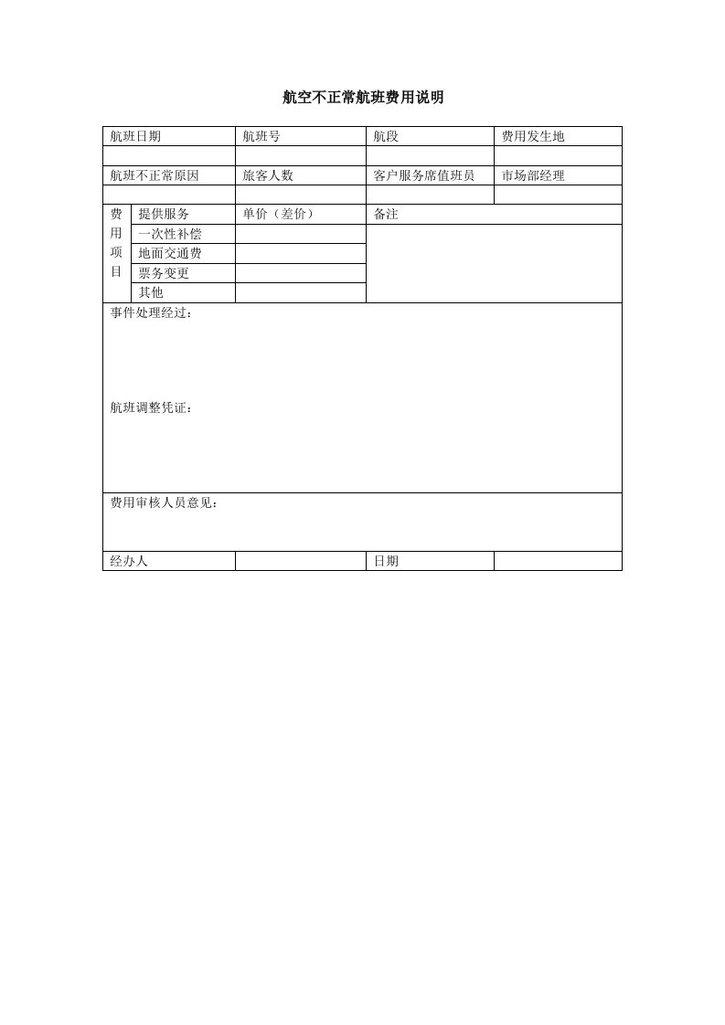 物流管理-航空物流公司不正常航班费用说明