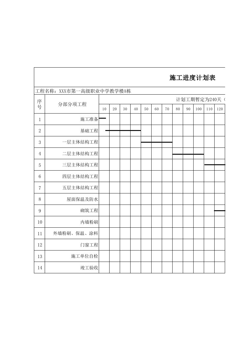 施工进度计划表excel模板