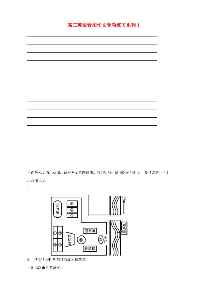 （整理版高中英语）高三英语看图作文专项练习系列1