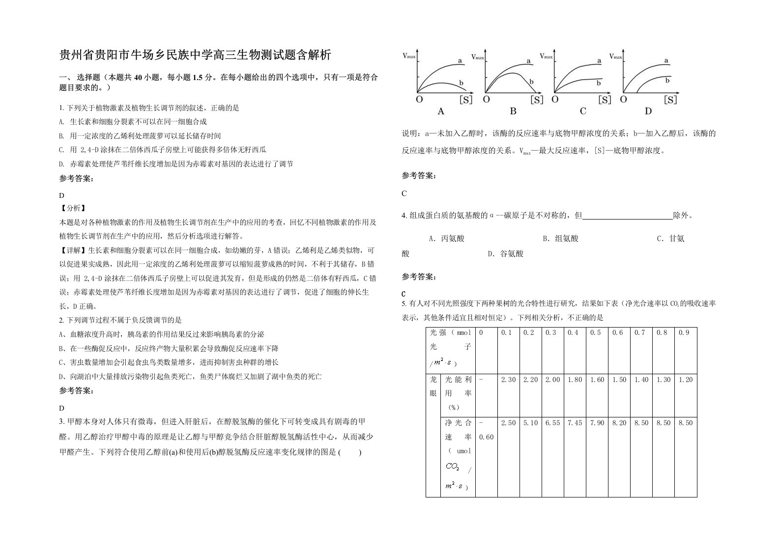 贵州省贵阳市牛场乡民族中学高三生物测试题含解析