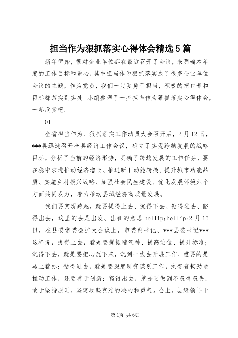 担当作为狠抓落实心得体会精选5篇