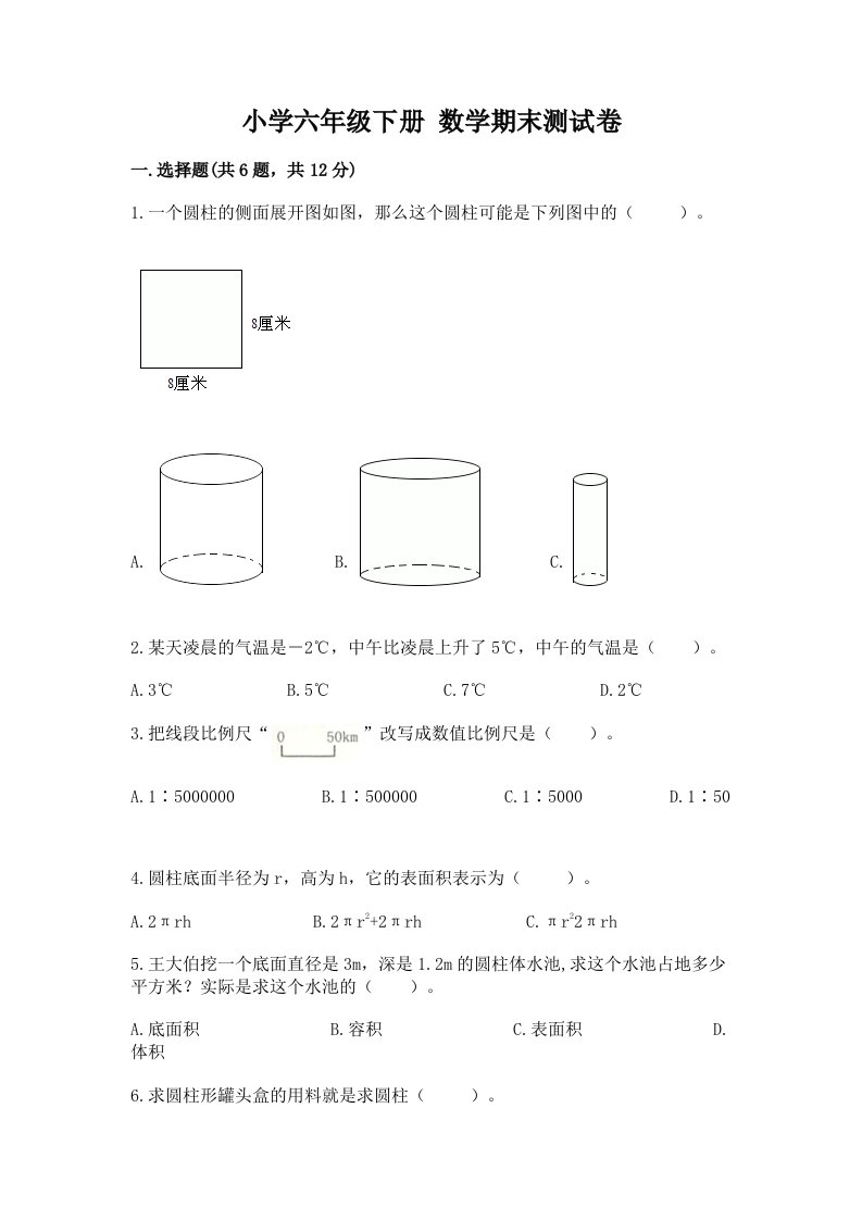 小学六年级下册