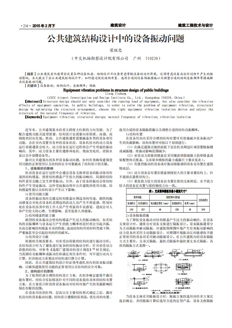 公共建筑结构设计中的设备振动问题