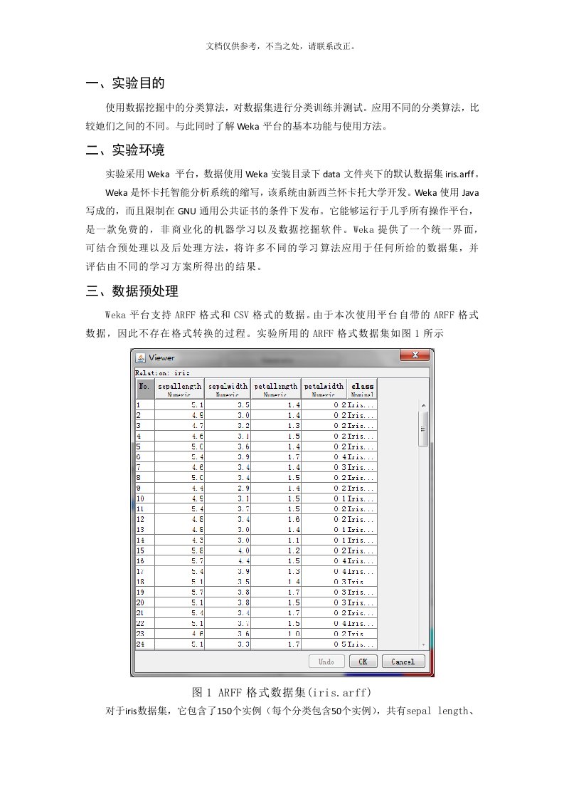 数据挖掘weka数据分类实验报告