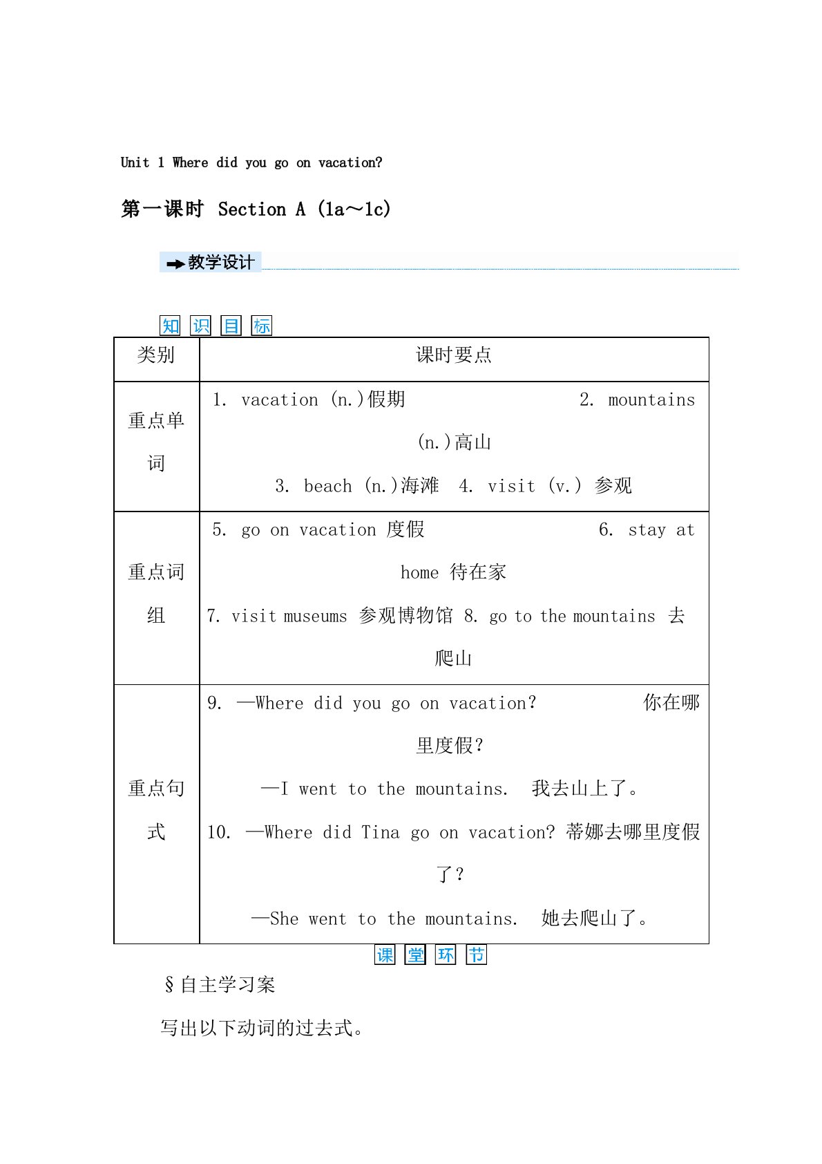 新人教版八年级上册英语全册教案附教学反思