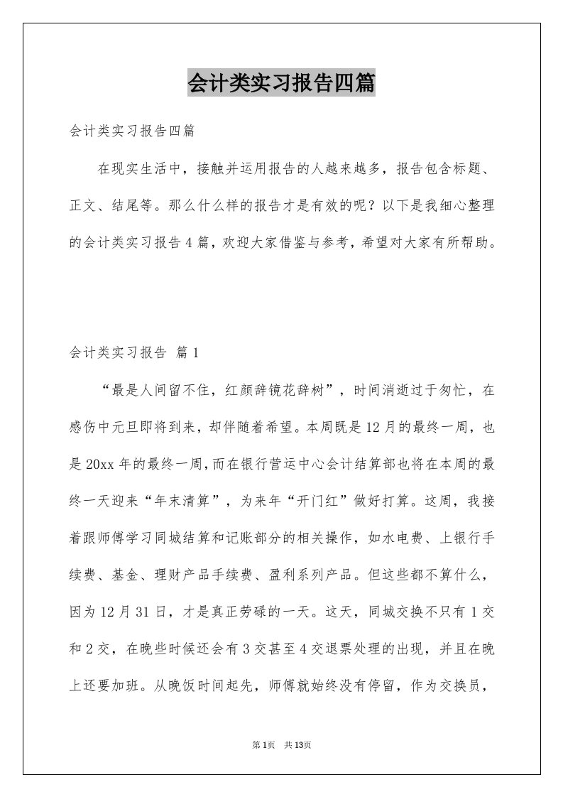 会计类实习报告四篇例文6