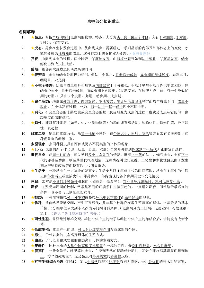 园林植物虫害部分复习资料