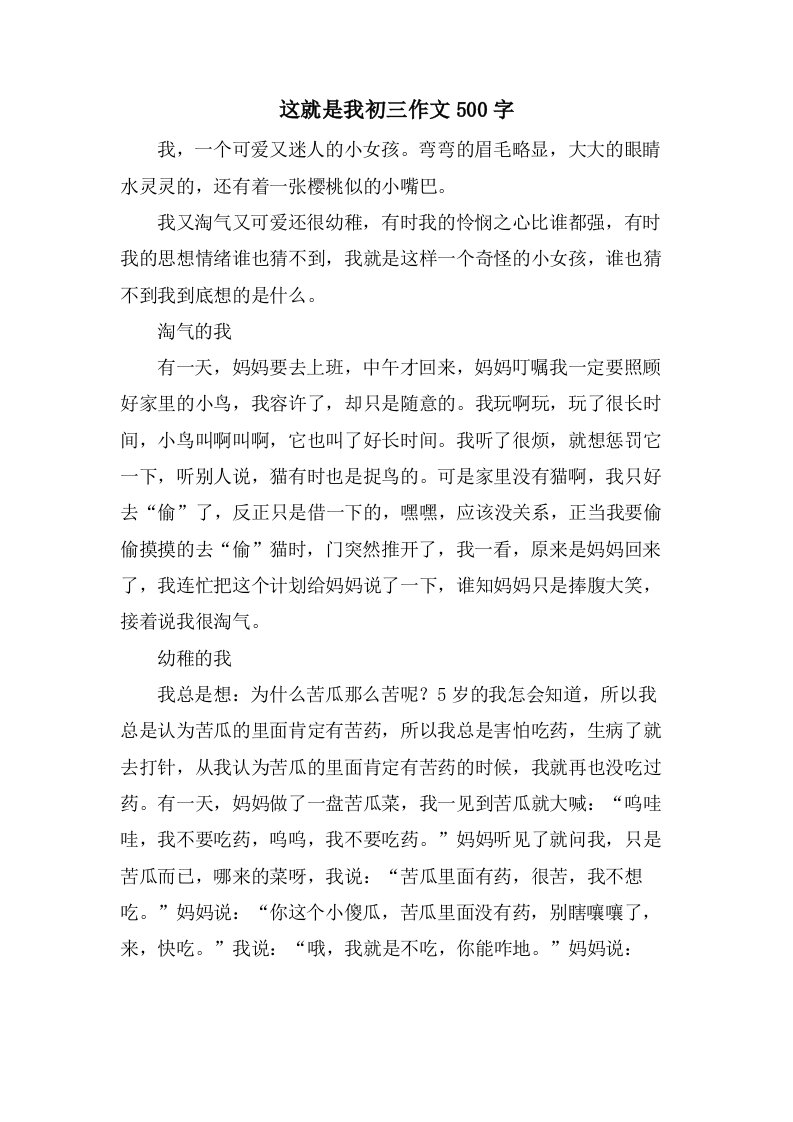 这就是我初三作文500字