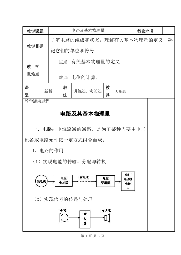 电路及基本物理量