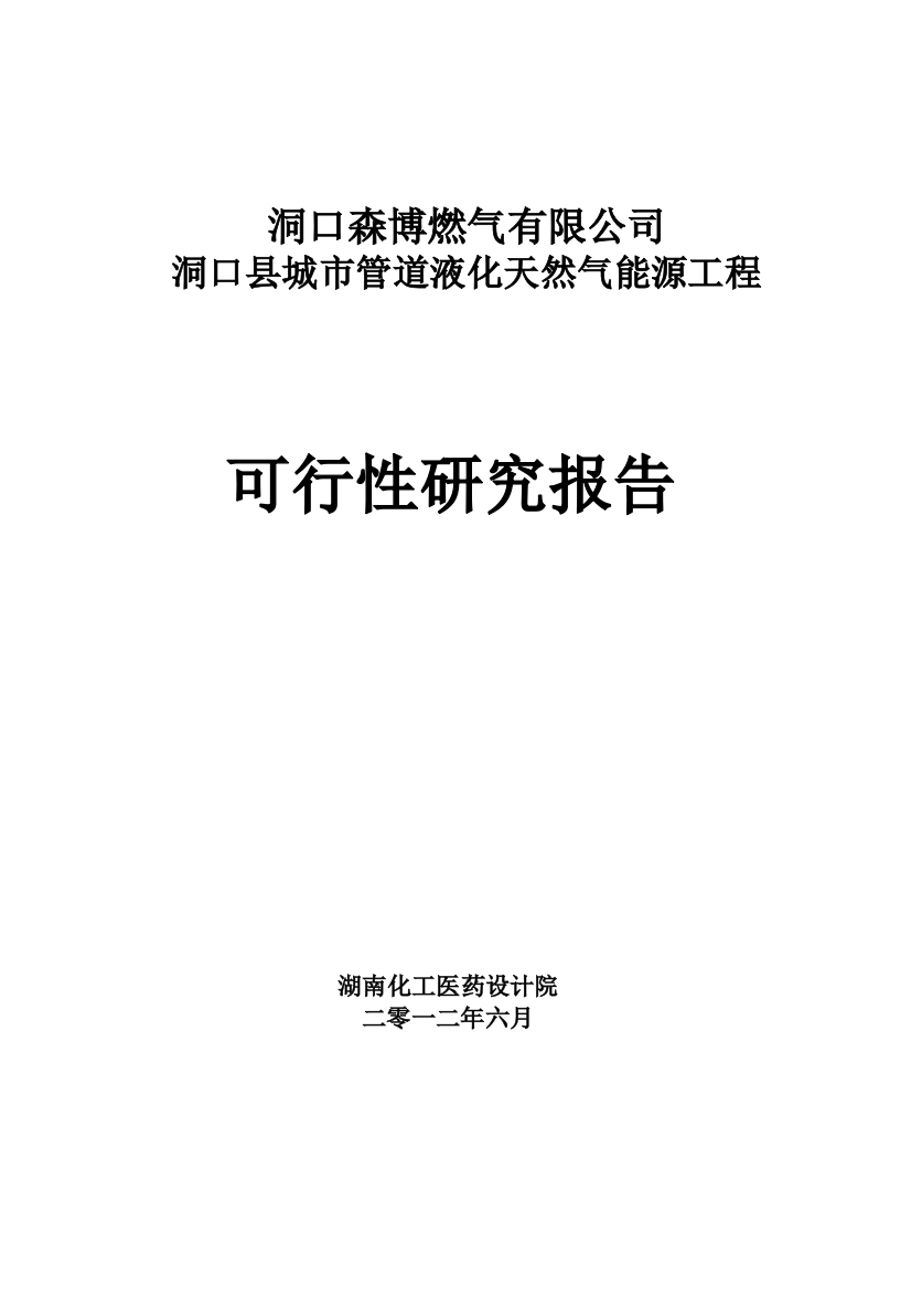 洞口县液化天然气能源工程项目可行性投资计划书