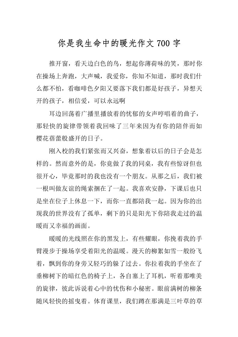 你是我生命中的暖光作文700字