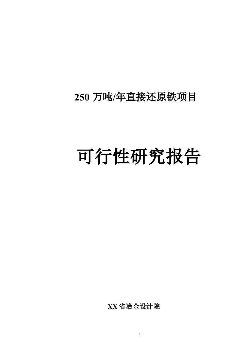 年产250万吨直接还原铁项目可行性谋划书