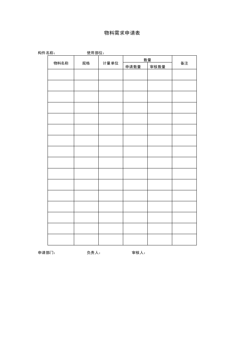 物料需求申请表