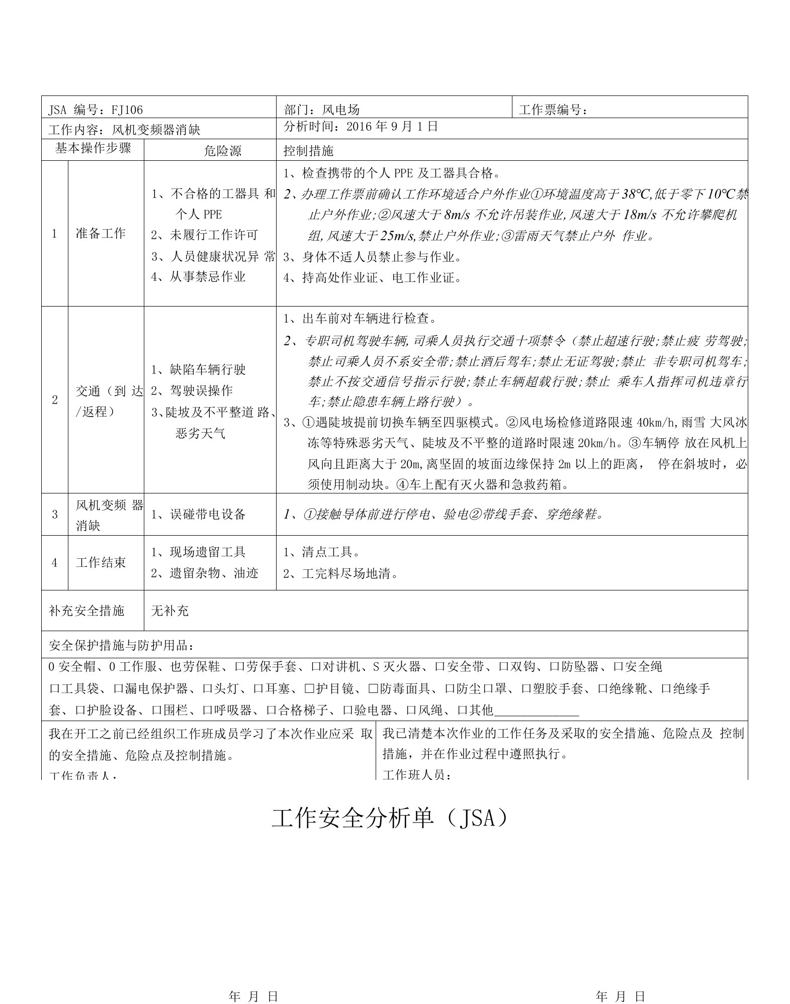 风机变频器消缺JSA