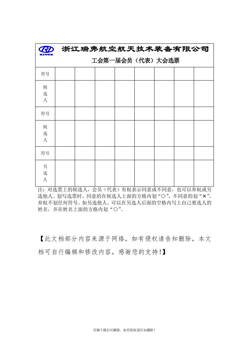 工会会员(代表)大会选票