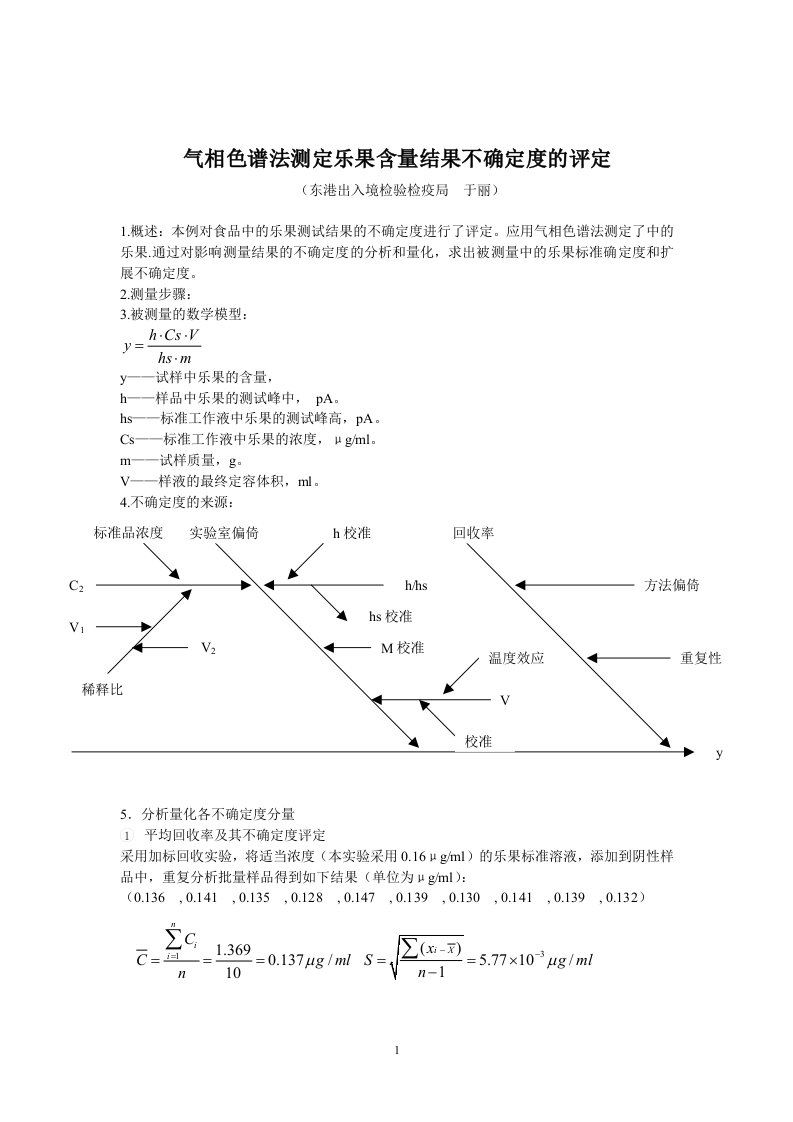 气相色谱法测定乐果含量结果不确定度的评定