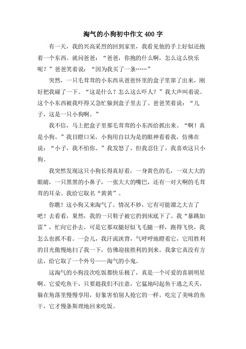 调皮的小狗初中作文400字