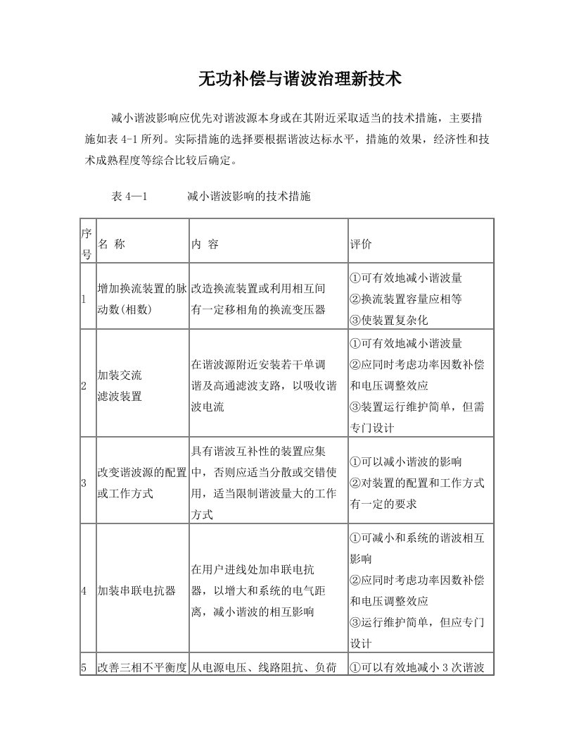 无功补偿与谐波治理新技术