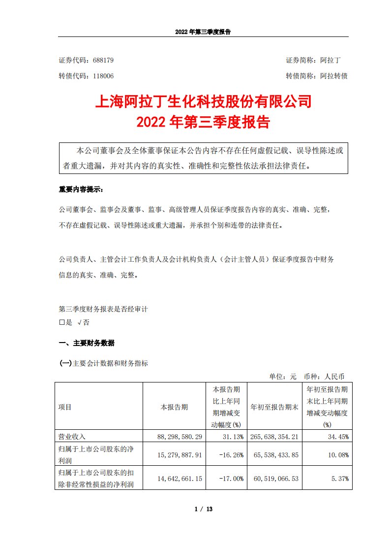 上交所-阿拉丁2022年第三季度报告-20221030