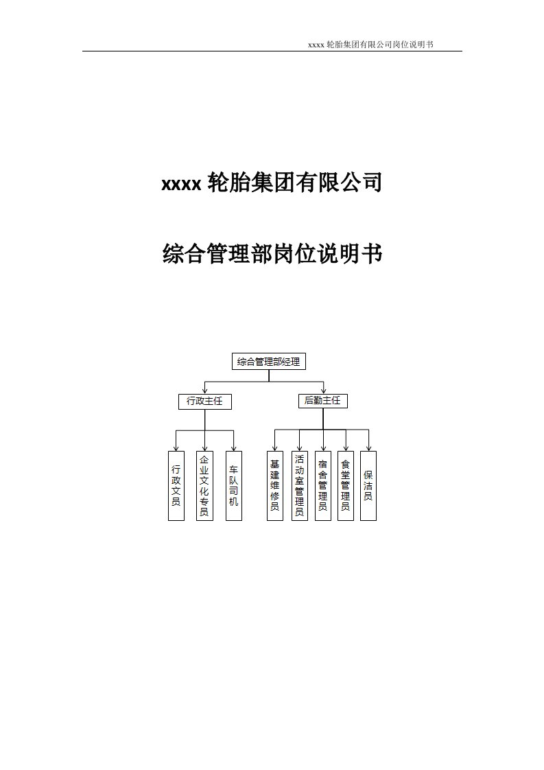 轮胎集团有限公司综合管理部岗位说明书