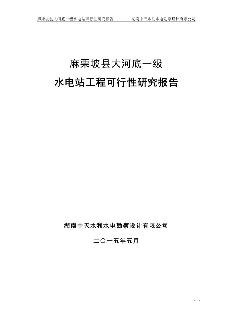 麻栗坡县大河底一级水电站可行性研究报告